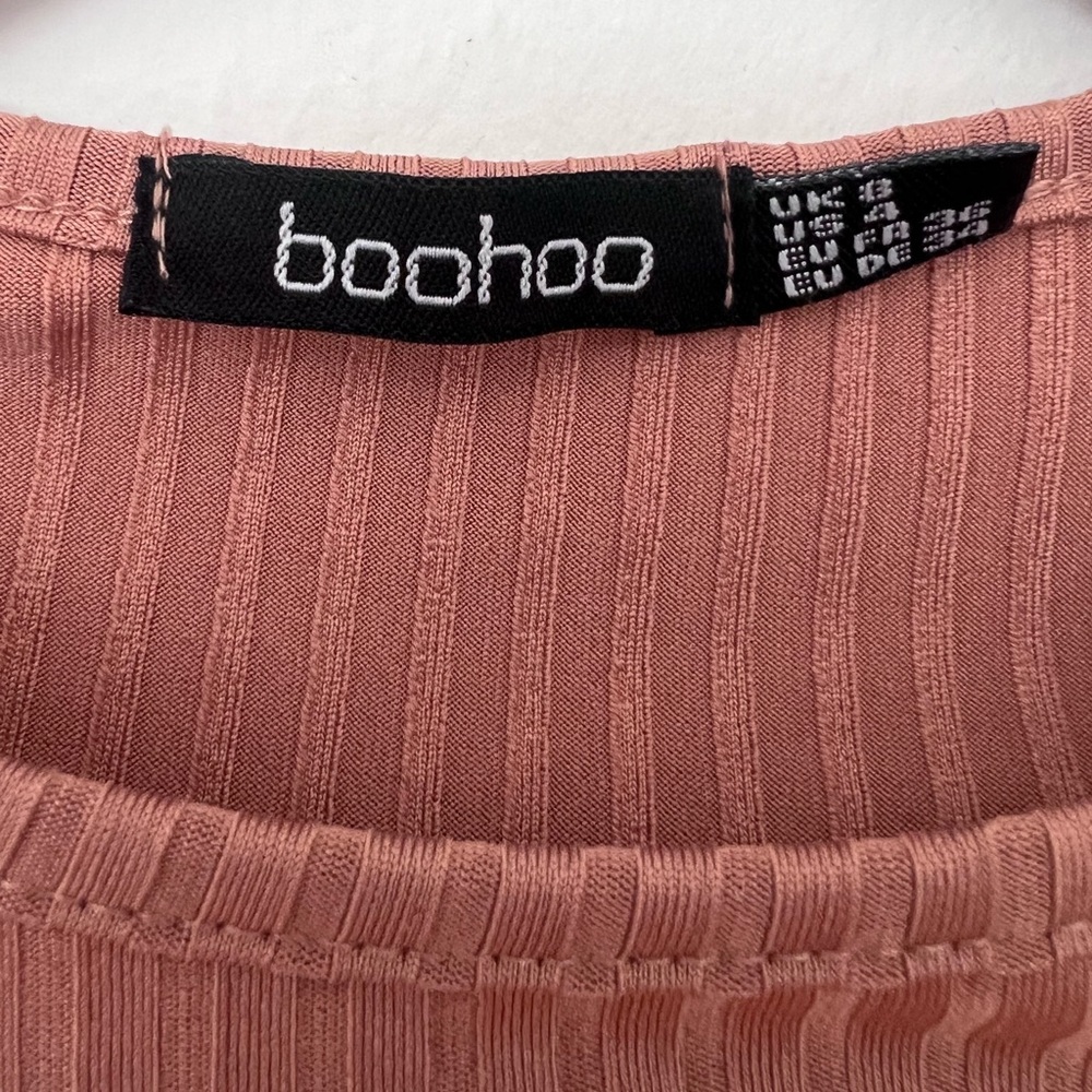 boohoo Mauve Ribbed Midi Dress - Picture 2 of 5